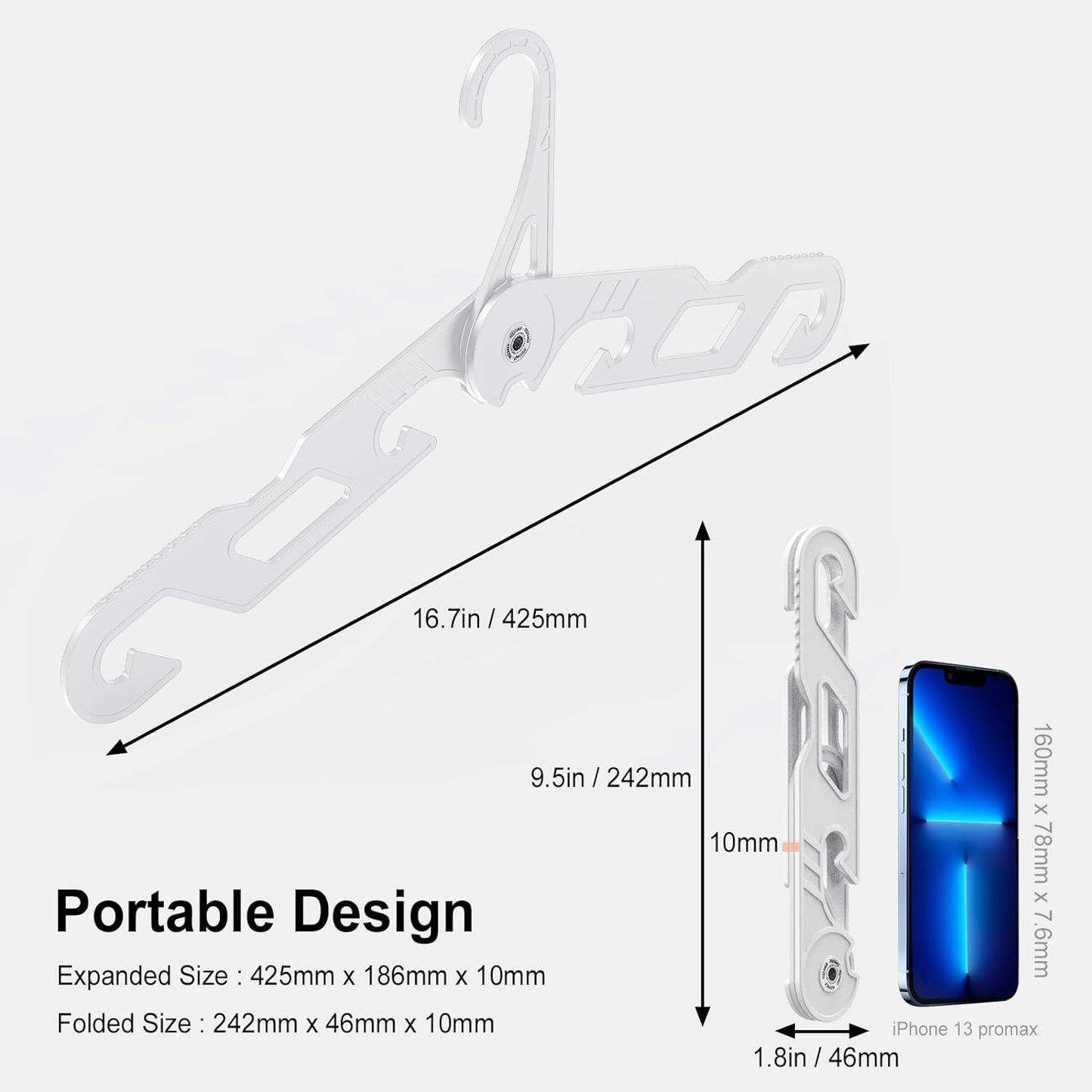 NICEDACK Travel Hangers Foldable, Pack 3 White, Ideal for Travel Packing
