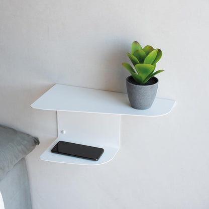 MILUKA Narrow Bedside Table Set of 2 | Minimalist White Nightstands 40 X 20 cm | Two-Shelf Modern Design