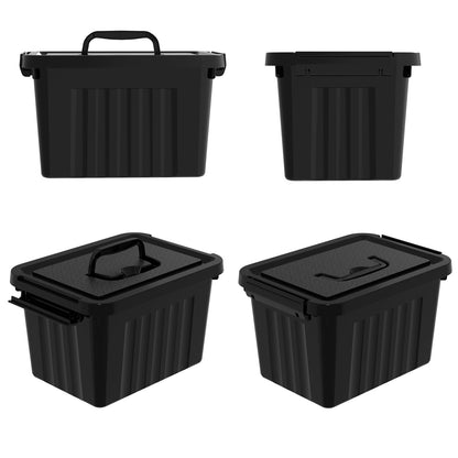 Tyminin 7L Plastic Storage Box with Lids and Handle, Black Storage Containers Use for Home, office, Kitchen and Goods (Pack of 6)