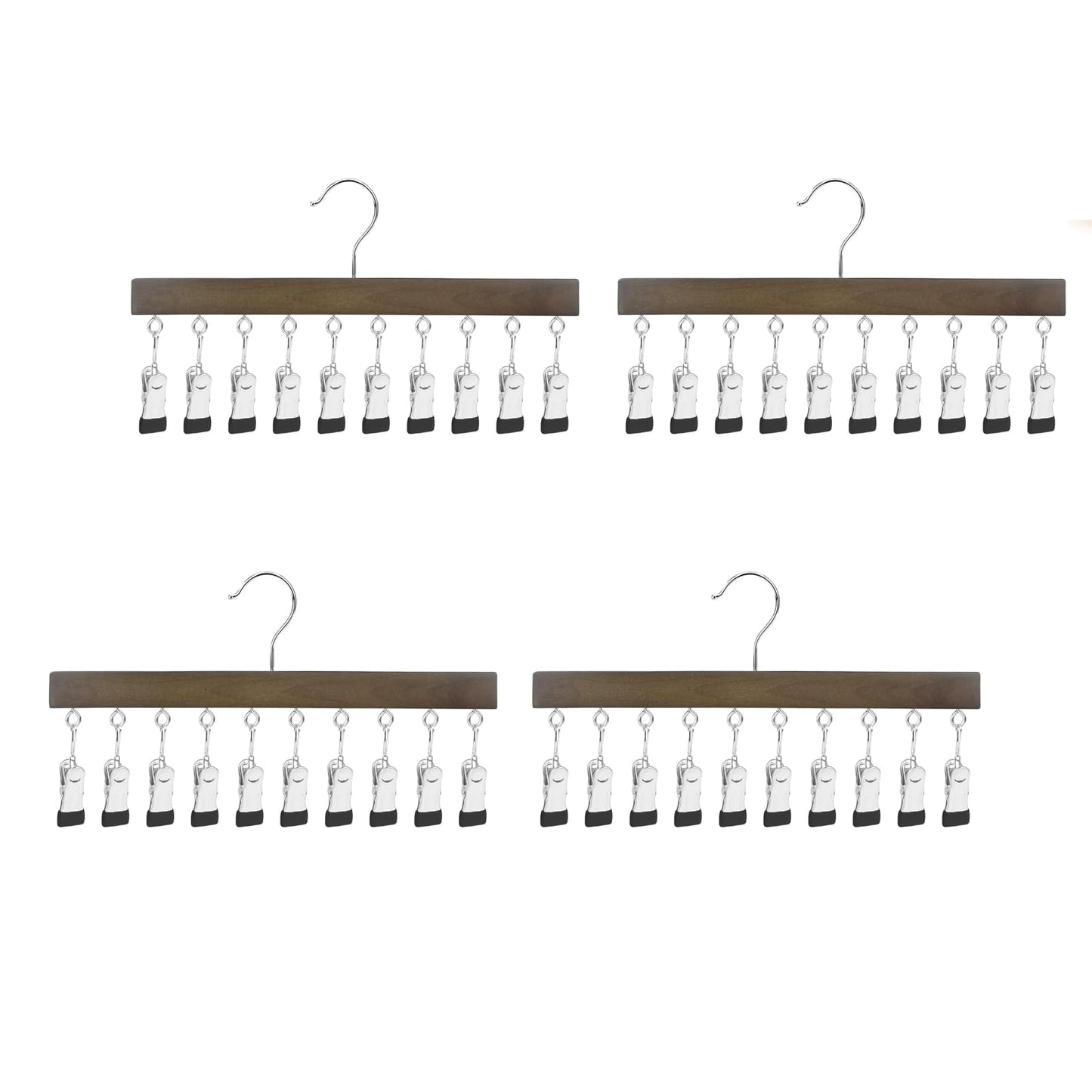 LMSAWK 4 Pack Hat Organizer Hanger, Legging Organizer for Closet, 20 Clips 360° Revolve Wooden Hanger for Socks, Face Mask, Towels, Baby Clothes