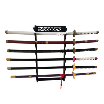 Dfdvye Katana Sword Holder - 6 Tier Samurai Sword Display Rack With Wall Mount for Wakizashi and Tanto