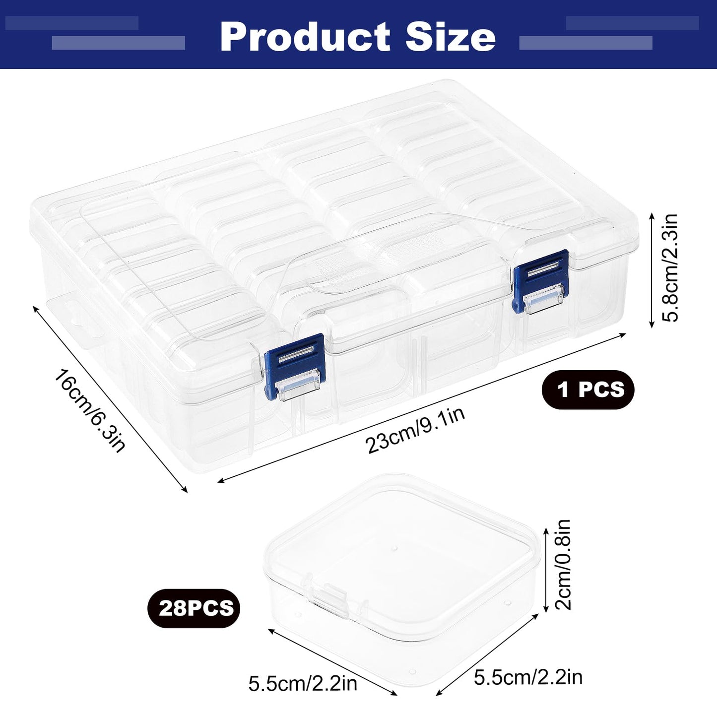 Craft Bead Organiser Storage Box, 28 Grids Plastic Bead Case Organiser
