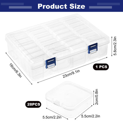 Craft Bead Organiser Storage Box, 28 Grids Plastic Bead Case Organiser