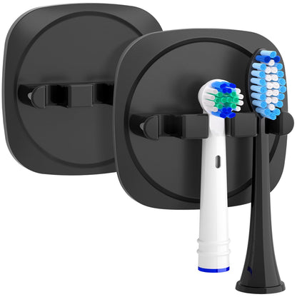 FIXCHORD Toothbrush Holder, 2Pcs Electric Toothbrush Head Holder, Wall Mounted, No Drilling, Black