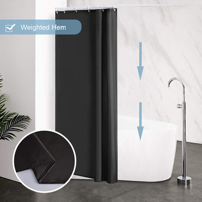 Furlinic Black Shower Curtain Weighted Hem for Bathroom Wet Room 85×180cm