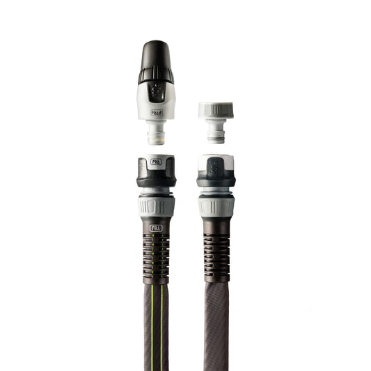 FITT Force 20m, Water Hose for Garden Irrigation, Light, Resistant and Compact, for Intensive Use, with Nozzle, Colour Grey-Lime, -43% CO2e