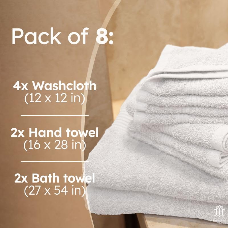 HomeBurg Luxe Set – Washcloths (30 x 30cm), Hand Towels (40 x 70cm) & Bath Towels (65 x 137 cm) – 100% Cotton, Soft, Absorbent, Easy Care, Versatile