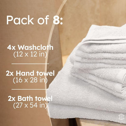 HomeBurg Luxe Set – Washcloths (30 x 30cm), Hand Towels (40 x 70cm) & Bath Towels (65 x 137 cm) – 100% Cotton, Soft, Absorbent, Easy Care, Versatile