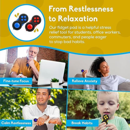 PILPOC Fidget Pad - Fidget Controller Toy for Highly Increased Focus, Reduced Stress, Anxiety, ADHD Clicker, Fidget Clicker, Controller Fidget Toy, Fidget Remote Control, Kids Toy Controller Sensory