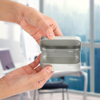 Ouligay Small Metal Tins with Lids - Rectangular Empty Hinged Tins for Candies, Key, Earring, Jewelry (Silver)