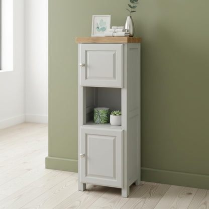 GROFurniture Tall Painted Slim Cabinet Grey, Hallway Storage or Livingroom Unit, Corner Display Unit with Shelf