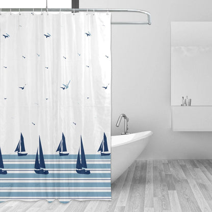 YUAOEUR 3D Garden Shower Curtain 79x72 Inch Ocean Picture Outdoor Garden Green Trees Bathroom Personalized Decor Fabric with Hook