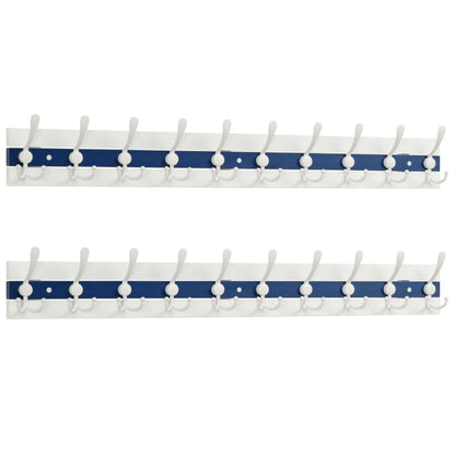 SKOLOO Coastal Coat Rack Wall Mount-97cm Beach House Entryway Wooden Coat Hook with 10 Hooks for Hanging Coats, Hats or Towels