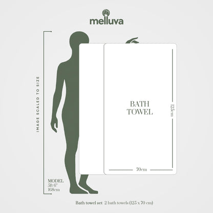 MELLUVA Bath Towels Set of 2 | 100% Turkish Cotton | 70 x 125 cm | Soft and Absorbent 600 GSM | Quick Dry Bathroom Shower Towels | Ash Grey