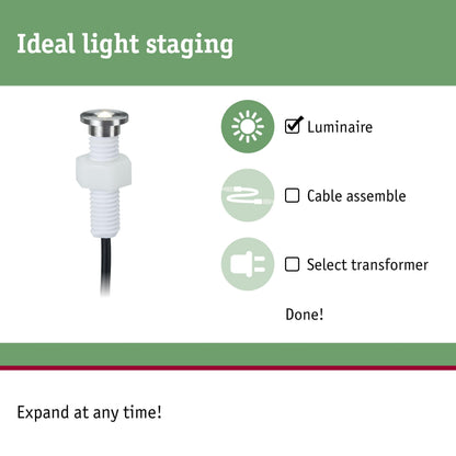 Paulmann 93694 Outdoor Plug & Shine recessed Lighting Extension Set MicroPen II 5x0.22W IP67 3000K Stainless Steel, Silver