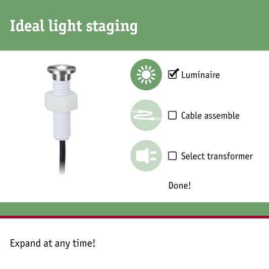 Paulmann 93694 Outdoor Plug & Shine recessed Lighting Extension Set MicroPen II 5x0.22W IP67 3000K Stainless Steel, Silver