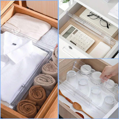 Lyfelights 8 Pack Drawer Dividers – Stackable, Adjustable & Expandable Organisers (12.2–21.4") for Deep Drawers – Clothes, Baby Items, Makeup