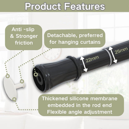 Shower Curtain Pole Extendable Curtain Rod Telescopic Spring Tension Rod Extendable Window Tension Rod Adjustable Curtain Pole No Screws for