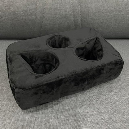 Sofa Cup Holder Caddy Pillow for Drinks, Remote & Phone Organiser