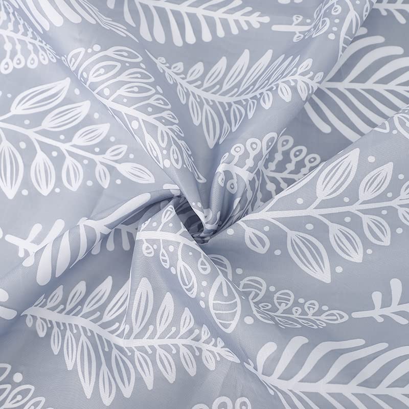 VIROSA Grey Leaf Shower Curtain for Bathroom Anti Mould, Mildew Resistant | 180 x 180 cm (71 x 71 Inch) | Water Repellent Fabric | 100% Polyester