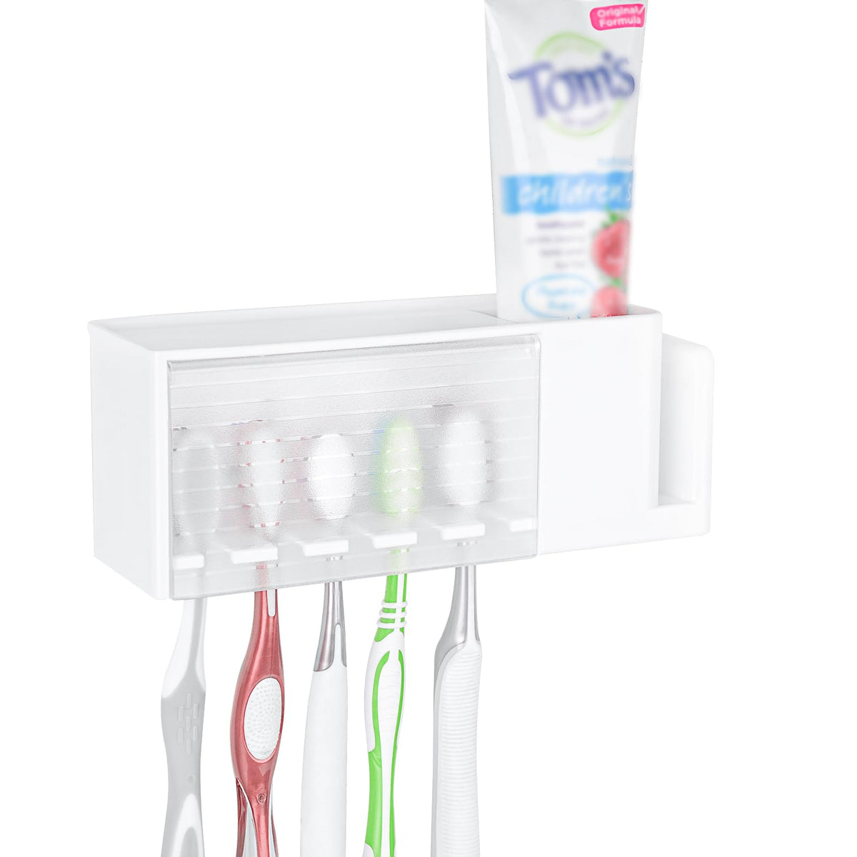 Linkidea 5-Slot Wall Mount Waterproof Toothbrush Holder for Bathroom, Plastic Organizer for Toothpaste, Compatible with Oral-B CrossAction