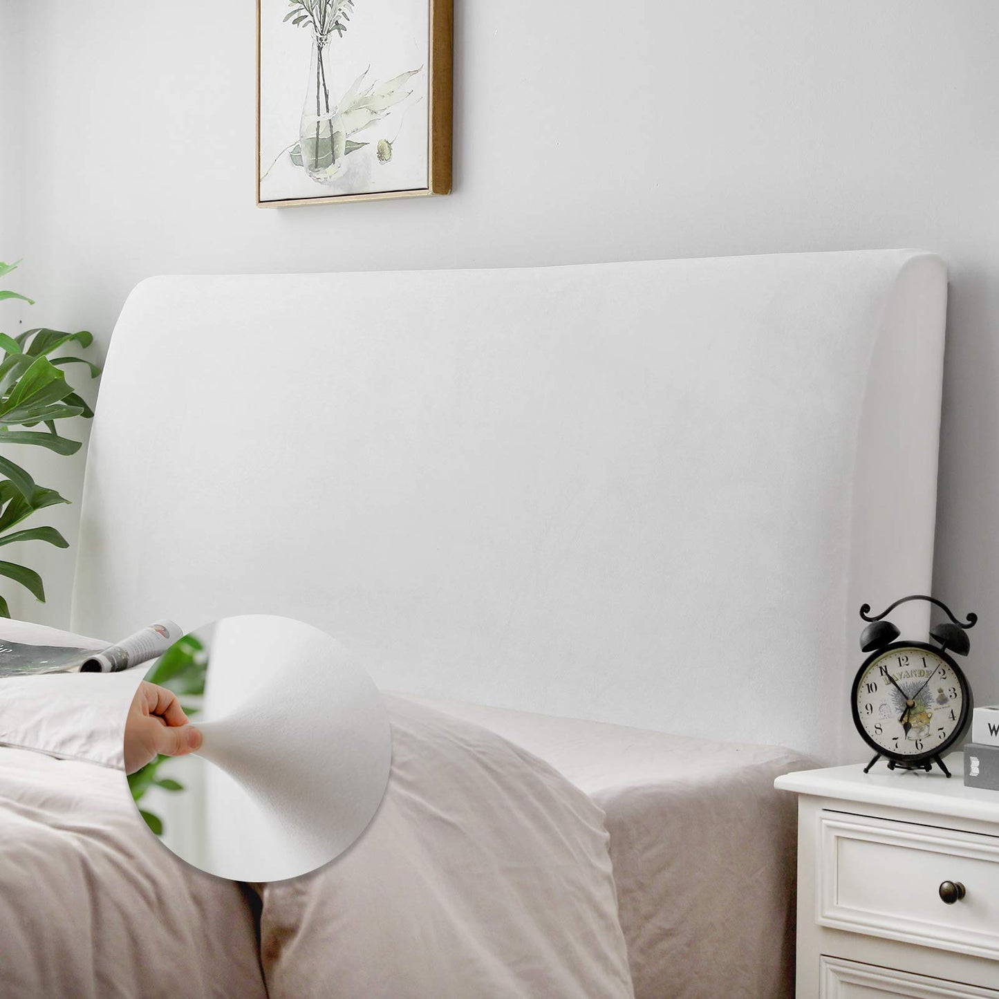 DUJUIKE Headboard Slipcover for full Bed, Stretch Bed Headboard Cover, Dustproof Protector Cover for Linen Tufted Upholstered