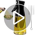 Olive Oil Sprayer for Cooking, 180ML Glass Oil Dispenser Bottle with Brush, Canola Oil Vinegar Spray Mister for Kitchen, Refillable Gadgets Accessories Widely Used for Air Fryer, Baking, Grilling