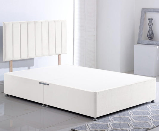 ComfoRest King Size Divan Bed with No Drawers - 5FT - (White Plush) - Minimalist Frame for Modern Bedrooms - Durable Design for Versatile Interiors -