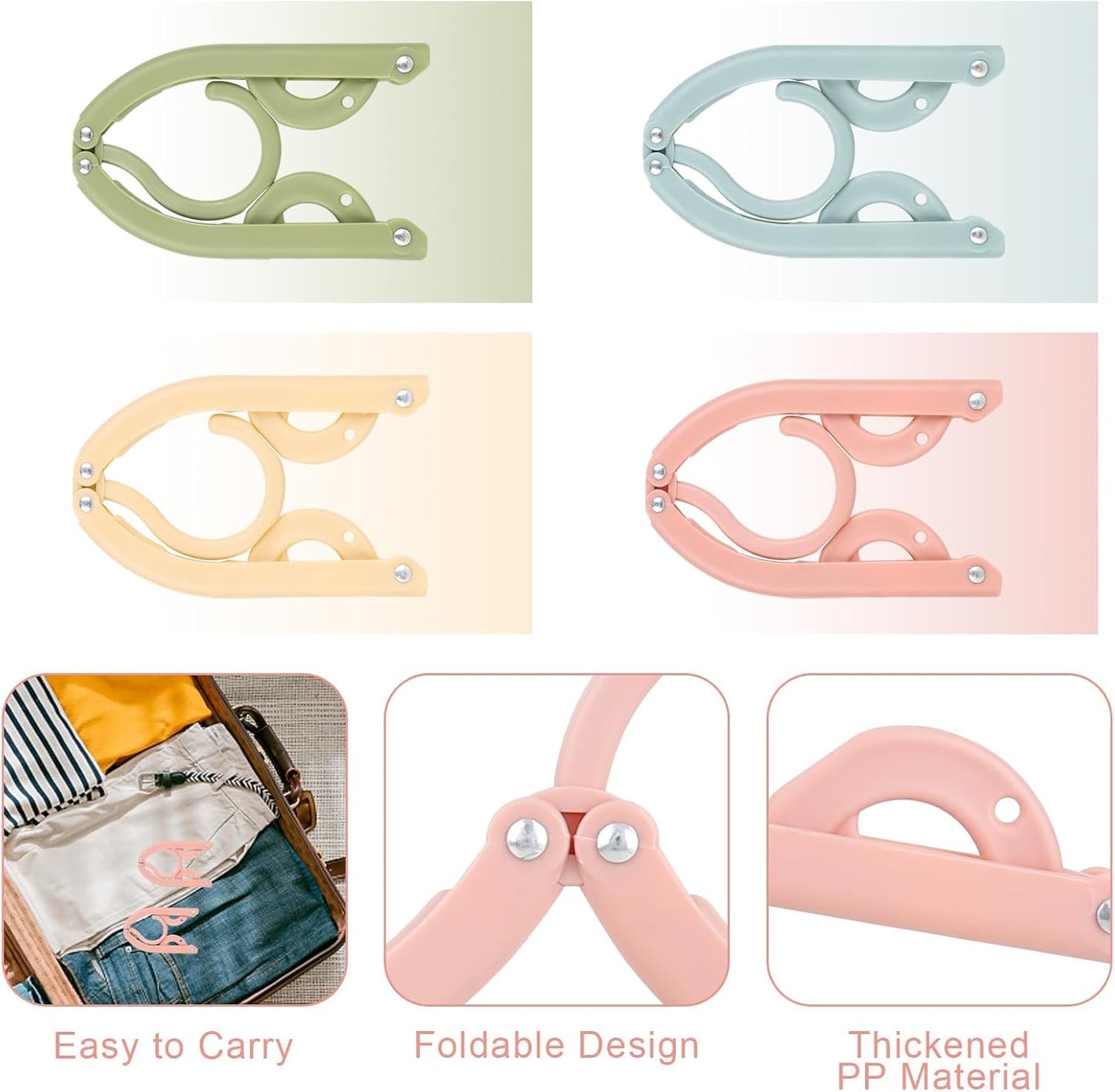 DMJJSD® 20 PCS Travel Hangers Folding Clothes Hangers Portable Plastic Clothes Coats Hangers Non-SlipTravel Hanger Portable Folding Foldable Space