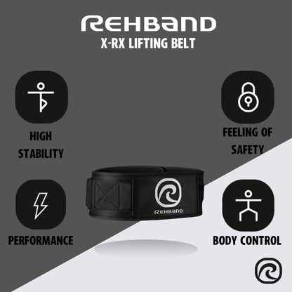 Rehband Weight Lifting Belt - Unisex, Heavy Duty Gym Belt, Black, Large