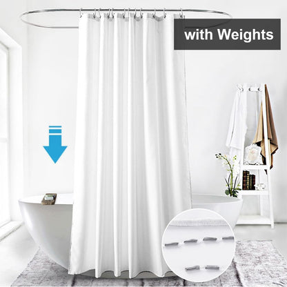 Lkw Ogechi White Shower Curtain Waterproof 200/220/240 CM Drop, 220 CM Extra Long Polyester Washable Bath Curtain