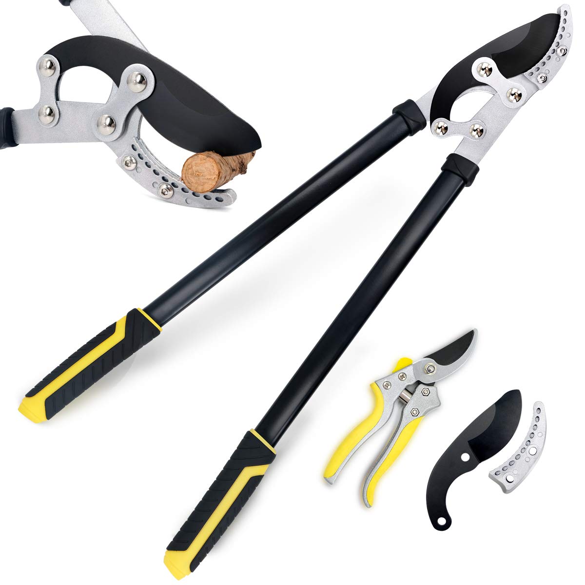 Jardineer Anvil Loppers Shears - Loppers for Gardening Heavy Duty with Pruning Shears & Spare Blade, Effortless Pruning Tree Loppers,Long-Lever Branch