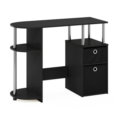 Furinno JAYA Desk, Gaming Desk with Bin Drawers, Computer Study Desk, Office Desk for Home Office, Bedroom, Dorm, Study Room, Americano