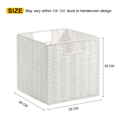 Vagusicc Wicker Storage Basket, Wicker Organizer Bins with Handles for Shelves Foldable Storage Cubes Storage Baskets for Gifts for Organization &