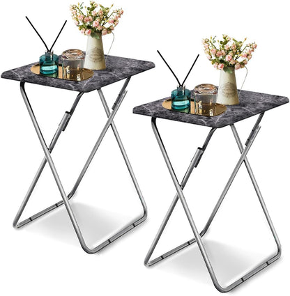 Small Folding Table 2 Set, Side Folding Coffee Table, TV Snack Tray Tables, Sofa Laptop Desk, Outdoor Camping Tables, EndTable, SofaTable