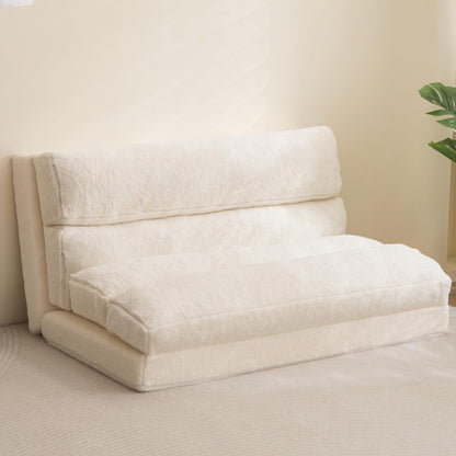 MAXYOYO Bean Bag Bed Folding Sofa Bed Mattress for Adults, Extra Thick 6 Fold Floor Couch for Bedroom Living Room, Beige, 100x240 cm
