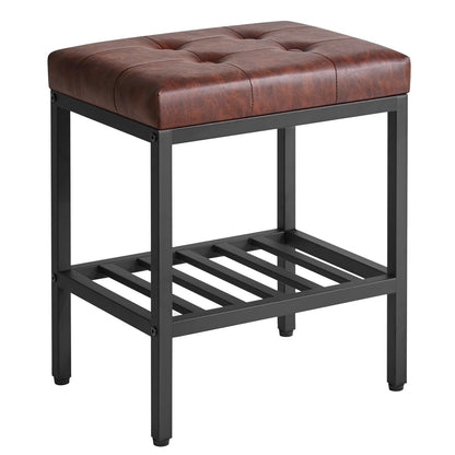 IBUYKE Rectangular Makeup Stool, PU Seat Vanity Chair, Dark Brown WBD017Z
