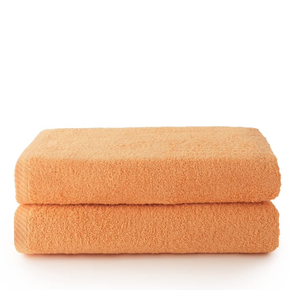 Top Towel - Plus - Large Bath Towels - Bath Towels - 2 Bath Towels - 100 x 150 cm 100% Cotton - Papaya