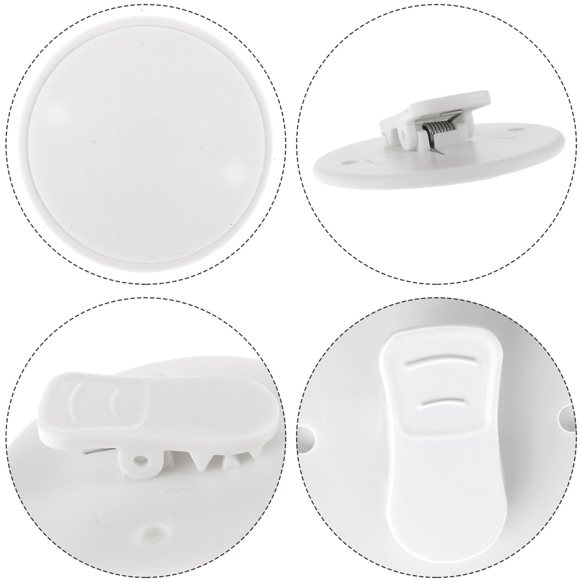 Clever Accessories Pack of 6 Shower Curtain Clips - 2 Inch Splash Guard, Windproof Protection, White