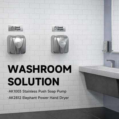 AIKE Elephant Commercial Hand Dryer, Durable Stainless Steel, 220V AK2812