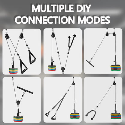 Favuit Cable Pulley System Home Gym, Upgraded Weight Cable Pulley System Gym DIY LAT Pull Down Home Gym Fitness Cable Machine Attachment for Gym LAT