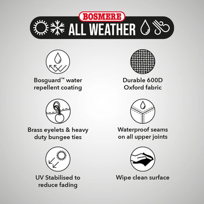 Bosmere All-Weather Picnic Table Cover, 100% Waterproof, UV Protected, Heavy Duty 600D Oxford Fabric, L183 W145 H76cm, A630C, Charcoal