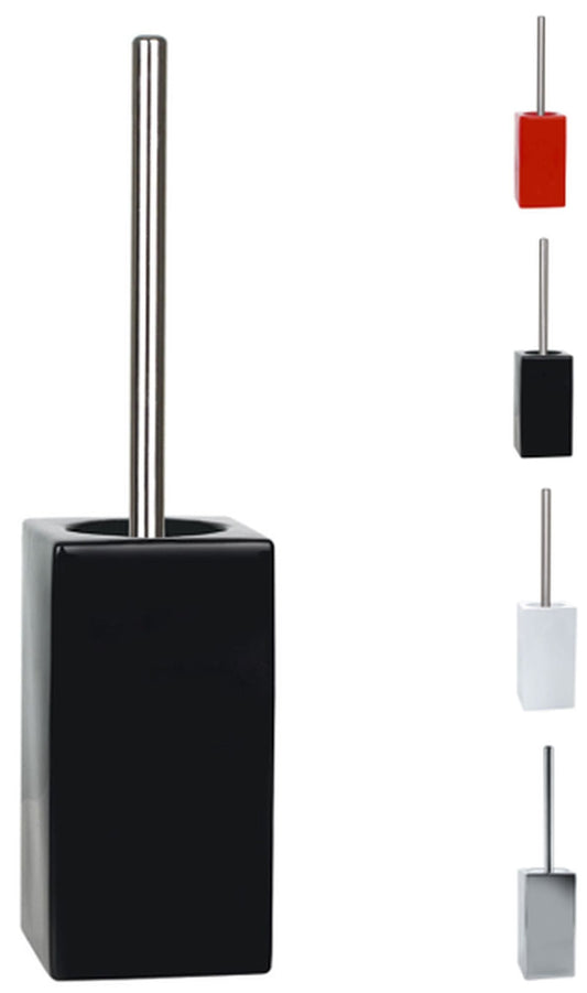 Spirella Quadro Toilet Brush Stoneware Black Height 45 cm x Width 11.5 cm
