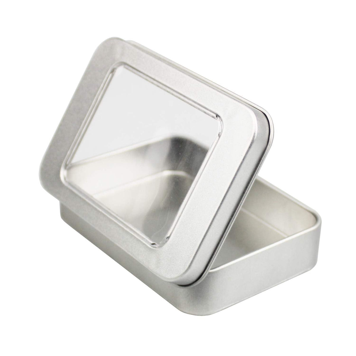 Goodma 8 Pieces Rectangular Metal Hinged Tins, Silver