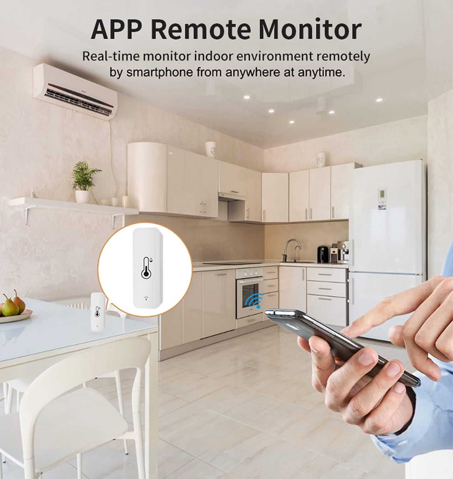 WiFi Humidity Temperature Monitor: Smart Hygrometer Thermometer for Remote Monitor and Alert, High Precision Indoor Thermometer with TUYA App, No Hub