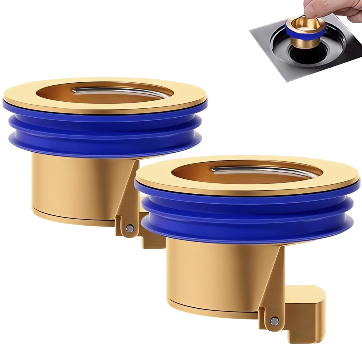 QruiLanTu 2 pieces Shower Floor Waste Backflow Preventer Magnetic Levitation One Way Waste Valve Floor Drain Insert Drain Plug Brass Fast Drainage