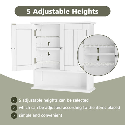 Smuxee White Bathroom Cabinet Wall Mounted, Small Bathroom Medicine Cabinet with 2 Door Adjustable Shelves
