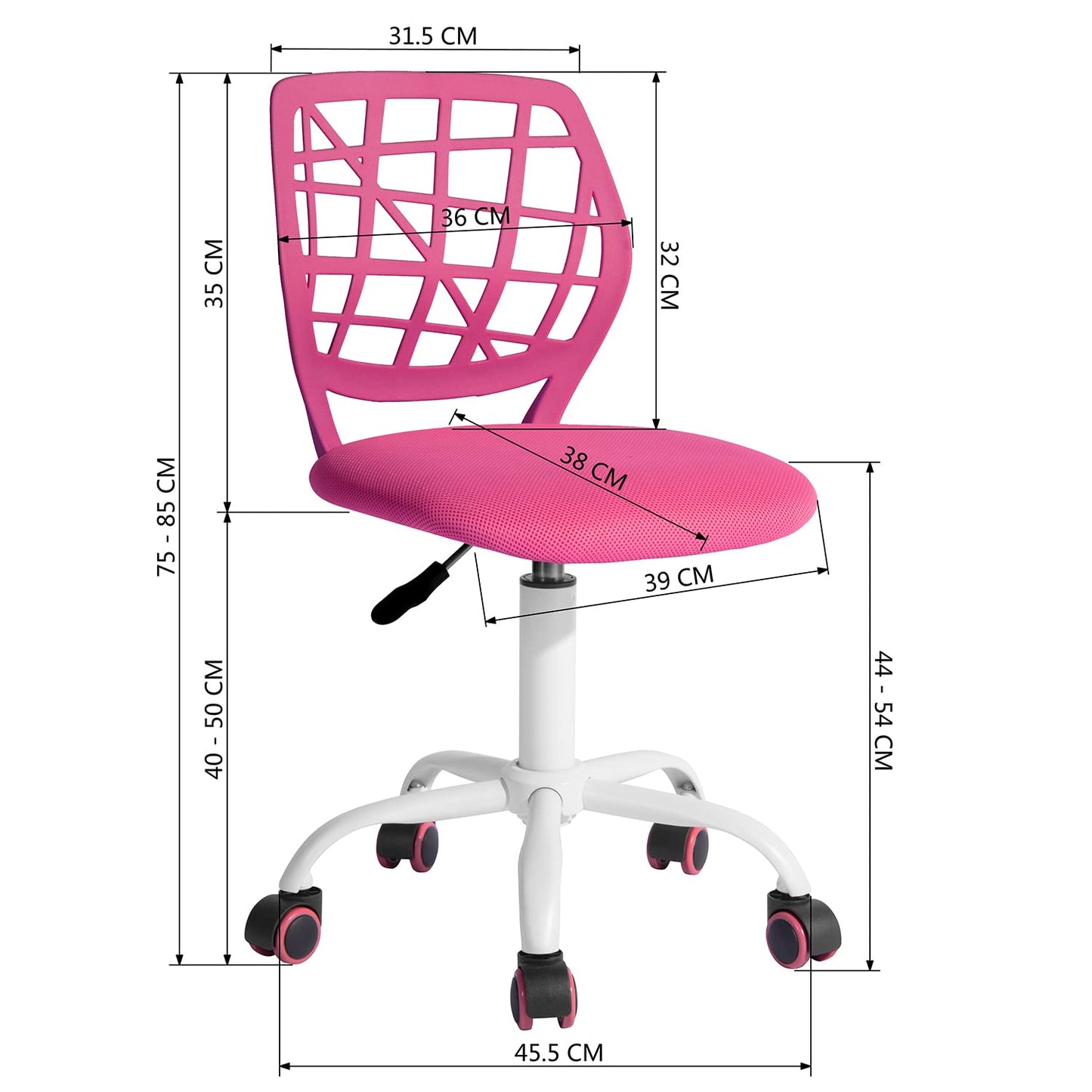 HOMYLIN Desk chair Computer chair Ergonomic Fabric Swivel Office Comfy chair Work Chair without Arms Height Adjustable Study chair, Pink I