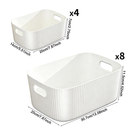 GAOHAN 12PCS Plastic Storage Boxes with Handles,Large Storage Baskets Set