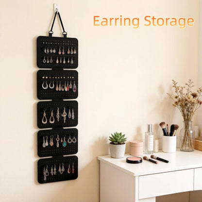 HARY Felt Pin Board Display, 5-Sheet Hanging Jewellery Organiser with 850 Holes, Wall-Mounted Pin Badge Display for Enamel Pins, Earrings, Brooches